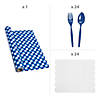 185 Pc. Blue Gingham Party Disposable Tableware Kit for 24 Guests Image 2