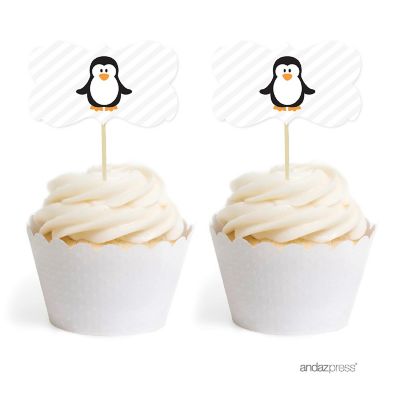 18PK Arctic Penguin Cupcake Toppers Image 1