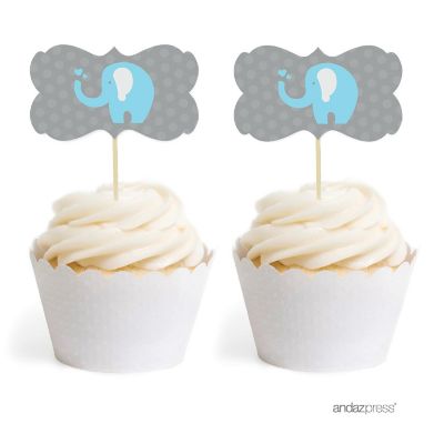 18PK Boy Elephant Cupcake Toppers Image 1