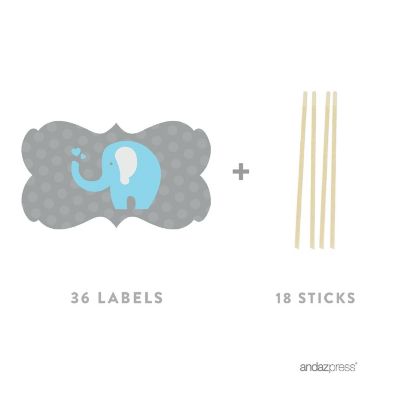 18PK Boy Elephant Cupcake Toppers Image 1