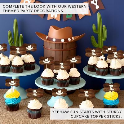 18PK Cowboy Hat Boots Cupcake Toppers Image 2