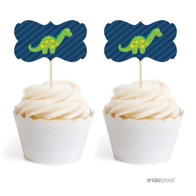 18PK Dinosaur Birthday Cupcake Toppers Image 1