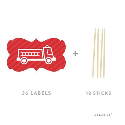 18PK Firetruck Cupcake Toppers Image 1