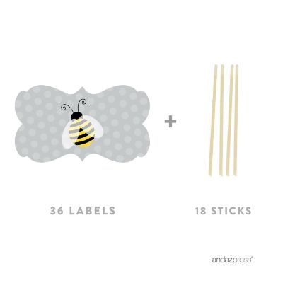 18PK Honey Bee Bumblebee Cupcake Toppers Image 1