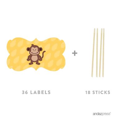18PK Jungle Safari Monkey Cupcake Topper Image 1