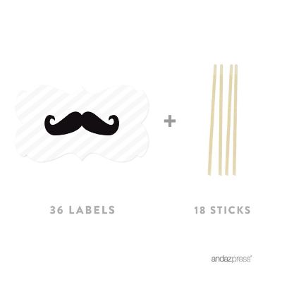 18PK Mustache Black Cupcake Toppers Image 1
