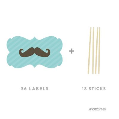 18PK Mustache Brown Cupcake Toppers Image 1