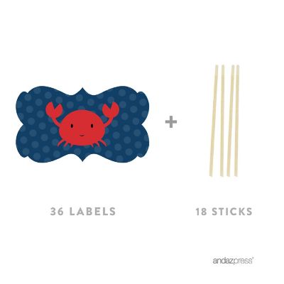 18PK Nautical Crab Cupcake Toppers Image 1