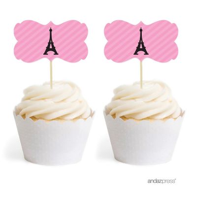 18PK Paris Eiffel Tower Cupcake Toppers Image 2