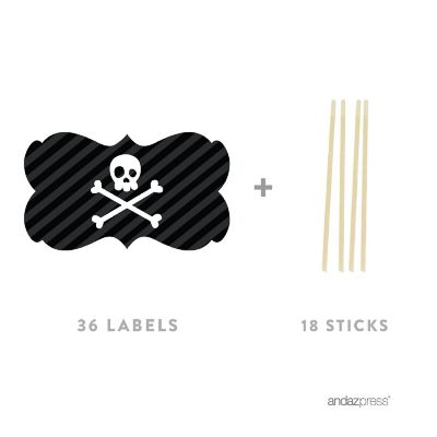 18PK Pirate Skull Crossbones Toppers Image 1