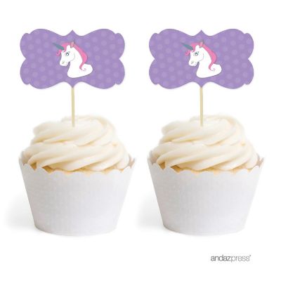 18PK Unicorn Cupcake Toppers Image 1