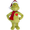 19" Holiday Greeter Stuffed Grinch with Light-Up Heart Christmas Decoration Image 1