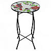 19" Red Cardinal and Pine Cone Glass Patio Side Table Image 1