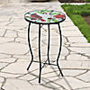 19" Red Cardinal and Pine Cone Glass Patio Side Table Image 1