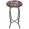 19" Red Floral Poppies Glass Patio Side Table Image 1