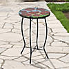 19" Red Floral Poppies Glass Patio Side Table Image 1