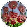 19" Red Floral Poppies Glass Patio Side Table Image 2