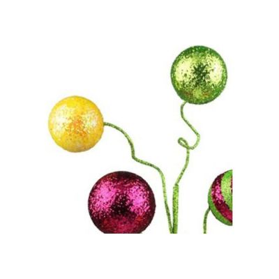 19" Stripe Solid Glitter Ball Spray: Yellow/Fuchsia/Lime Green Image 2
