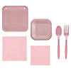 196 Pc. Dusty Rose Square Disposable Tableware Kit for 24 Guests Image 1