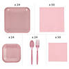 196 Pc. Dusty Rose Square Disposable Tableware Kit for 24 Guests Image 1