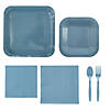 196 Pc. Slate Blue Square Disposable Tableware Kit for 24 Guests Image 1