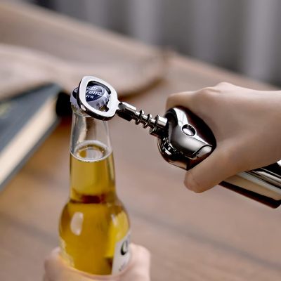 1pc Wing Corkscrew Multifunctional Wine And Beer Corkscrew For Wine Bottles Openers; For Wine Lovers; Waiters In The Kitchen Castle Restaurant Bar (Black) Image 1