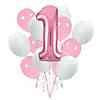 1st Birthday Pink Balloon Bouquet - 26 Pc. Image 1