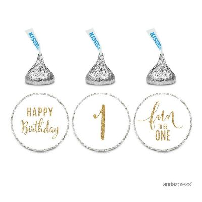 1st Birthday White 216 Gold Glitter Image 1