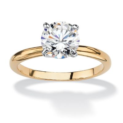 2.00 Carat CZ Solitaire Ring Gold-Plated Size 10 Image 1