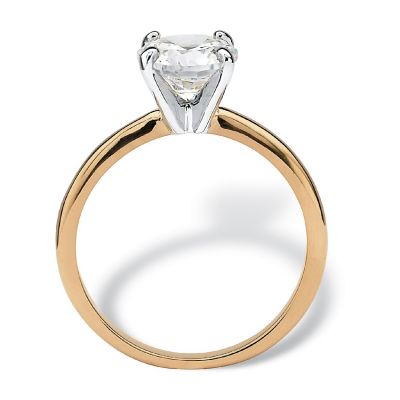 2.00 Carat CZ Solitaire Ring Gold-Plated Size 8 Image 1