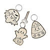 2 1/2&quot; &amp;#8211; 2 3/4&quot; Color Your Own Halloween Wooden Keychains - 12 Pc. Image 1