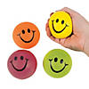 2 1/2" Neon Solid Color Smile Face Foam Stress Balls - 12 Pc. Image 1