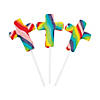 2 1/2&quot; x 4 1/2&quot; 7 oz. Cross-Shaped Bright Swirl Lollipops - 12 Pc. Image 1