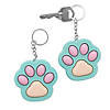 2 1/4&quot; Animal Paw Print Plastic Clicking Fidget Keychains - 12 Pc.  Image 1
