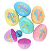 2 1/4" Religious Pastel Printed Toy-Filled Plastic Easter Eggs - 24 Pc. Image 1