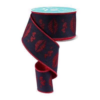 2.5" Double Layer Bold Lips Ribbon: Black/Red (10 Yards) Image 1
