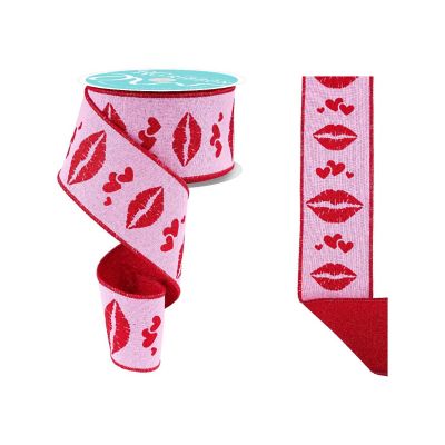 2.5" Double Layer Bold Lips Ribbon: Pink/Red (10 Yards) Image 1