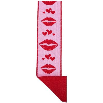 2.5" Double Layer Bold Lips Ribbon: Pink/Red (10 Yards) Image 2