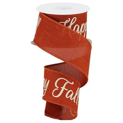2.5" Happy Fall Yall Ribbon: Rust (10 Yards) Image 1