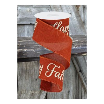 2.5" Happy Fall Yall Ribbon: Rust (10 Yards) Image 1