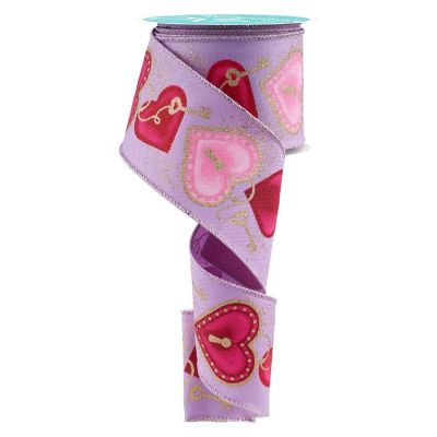 2.5" Heart Locks Ribbon: Lavender (10 Yards) Image 1