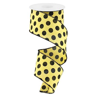 2.5" Medium Polka Dots: Yellow &amp; Black  (10 Yards) Image 1