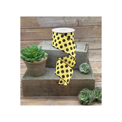 2.5" Medium Polka Dots: Yellow &amp; Black  (10 Yards) Image 1