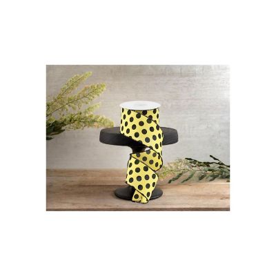 2.5" Medium Polka Dots: Yellow &amp; Black  (10 Yards) Image 2