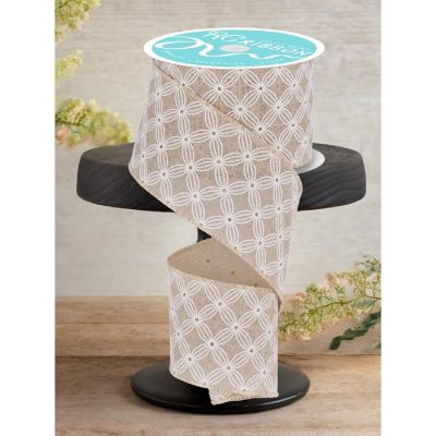 2.5" Multi Circles and Dots Ribbon: Natural (10 Yards) Image 1