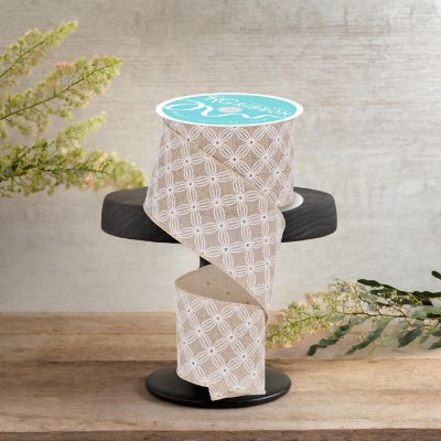 2.5" Multi Circles and Dots Ribbon: Natural (10 Yards) Image 2