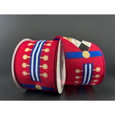 2.5" Nutcracker Stripes Ribbon: Red, Blue and Green Image 1