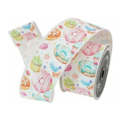 2.5" Pastel Pastries Ribbon: White Image 1