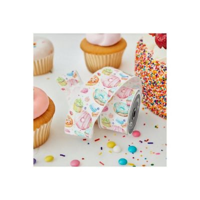 2.5" Pastel Pastries Ribbon: White Image 1