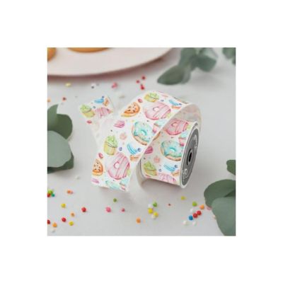 2.5" Pastel Pastries Ribbon: White Image 3
